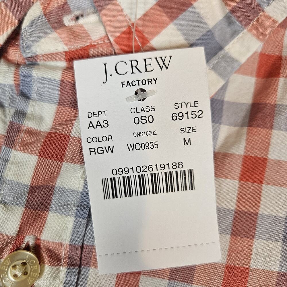 J.Crew Button Down Mens M Gingham Light Weight Shirt Long Sleeve Plaid Cotton - Picture 7 of 14